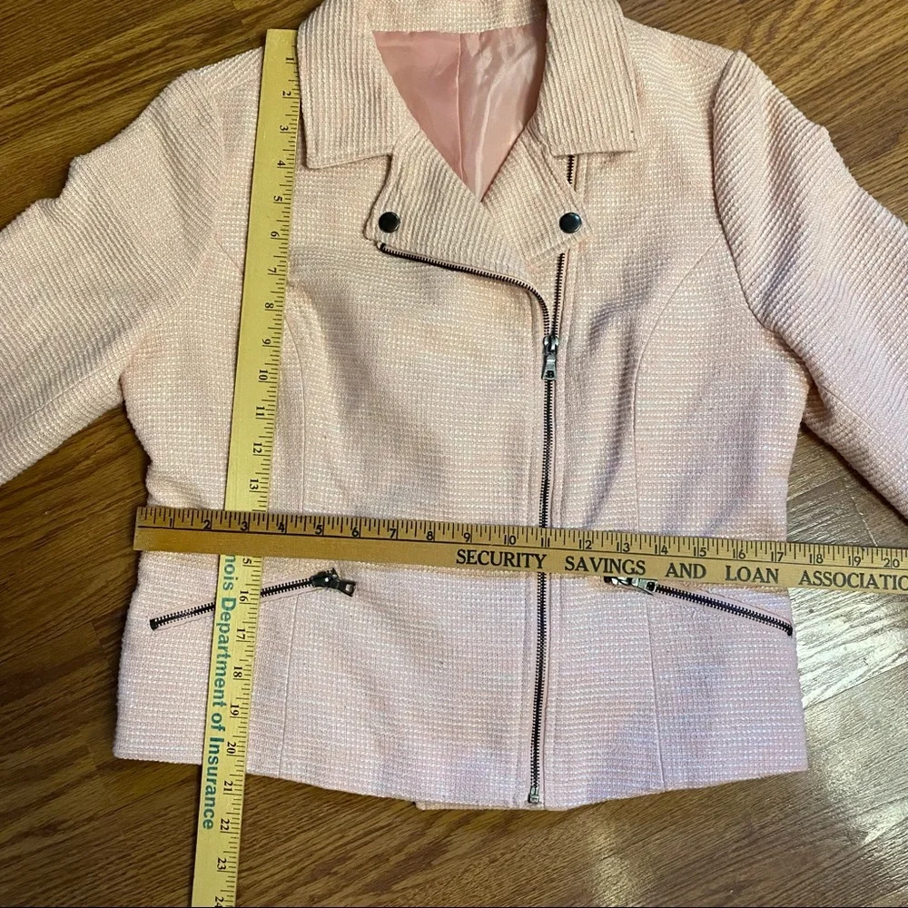 Vintage Y2K Tweed Pink Moto Jacket Size Large